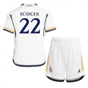 Kinder Heimtrikot Real Madrid 2023-24 Fußballtrikot Trikotsatz Antonio Rudiger 22