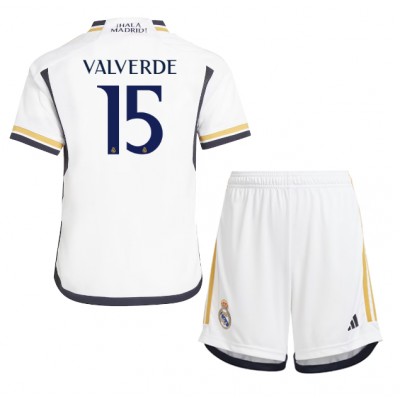 Kinder Heimtrikot Real Madrid 2023-24 Fußballtrikot Trikotsatz Federico Valverde 15