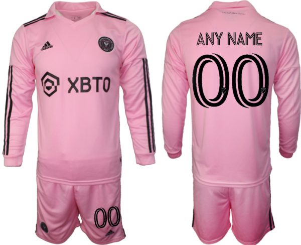 Herren Set Inter Miami CF Heimtrikot 2023-2024 rosa Langarm Personalisierbar