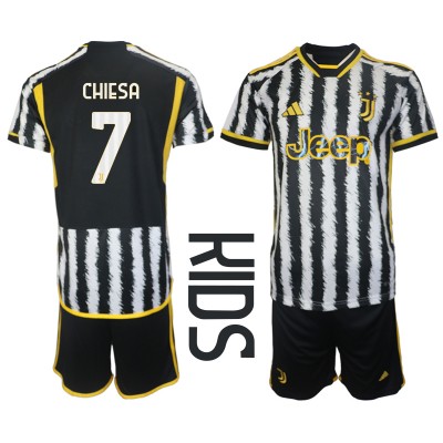 Fußballtrikot für kinder Juventus Heimtrikotsatz 2023-2024 Federico Chiesa 7