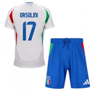 Günstige Kindertrikots Italien Trikot EM 2024 Auswärtstrikot Riccardo Orsolini 17