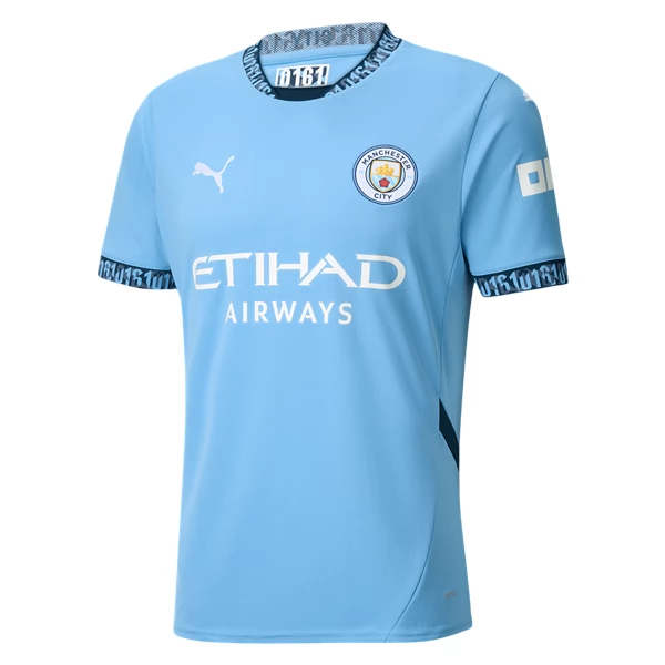 Fußballtrikot Outlet Herren Manchester City Heimtrikot 2024-25 Blau Kurzarm Ruben Dias 3-1