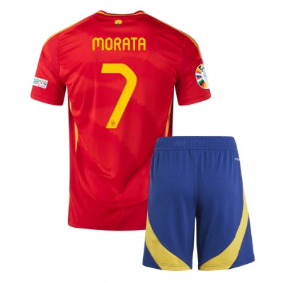 Billige Fussballtrikots Kinder Spanien EM 2024 Heimtrikot Alvaro Morata 7