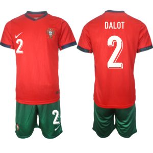 Günstige Trikotsätze Portugal trikot EM 2024 Heimtrikot Rot Diogo Dalot 2