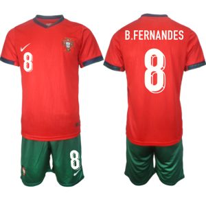 Kaufen Portugal Trikot EM 2024 Heimtrikot Kurzarm + Kurze Hosen Bruno Fernandes 8