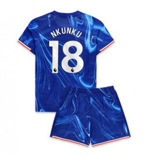 Chelsea Kinder Set Heimtrikot 2024-25 mit Aufdruck Christopher Nkunku 18