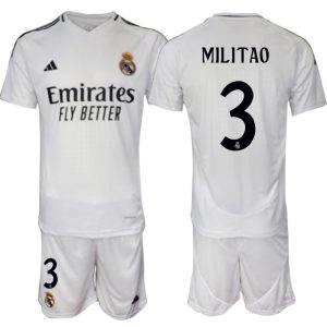 Günstige Fußballtrikots Herren Real Madrid 2024-25 Heimtrikot trikotsatz Eder Militao 3