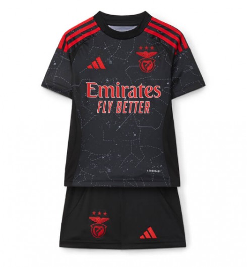 Kindertrikot Benfica Auswärtstrikot 2024-25 schwarz rot Trikotsatz