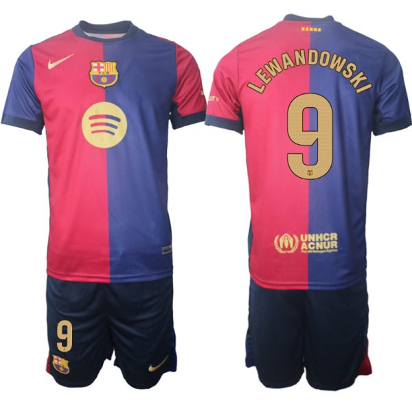 Billige Fussballtrikots FC Barcelona 2024-25 Heimtrikot trikotsatz Robert Lewandowski 9