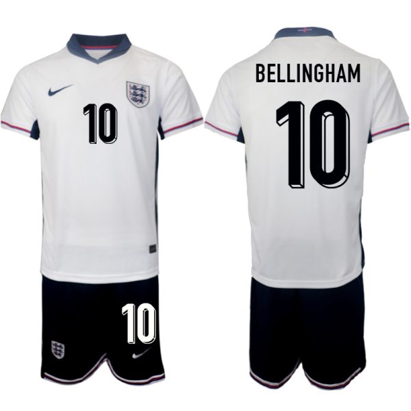 England Heimtrikot EM 2024 Kurzarm + Kurze Hosen Jude Bellingham 10