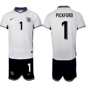 Fußballtrikot Herren günstig England Heimtrikot EM 2024 trikotsatz mit Aufdruck Jordan Pickford 1