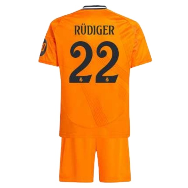 Fußballtrikot Kinder Real Madrid 2024-25 Auswärtstrikot orange trikotsatz Antonio Rudiger 22