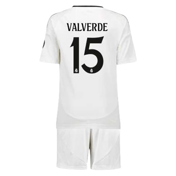 Günstige Kindertrikots Real Madrid 2024-25 Heimtrikot trikotsatz Federico Valverde 15