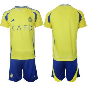 Herren Heimtrikot Al-Nassr 2024-25 Trikot Gelb Kurzarm + blaue Kurze Hosen