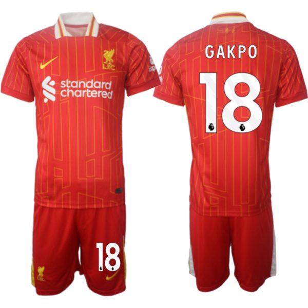 Herren Liverpool Fußballtrikots Set 2024-25 Heimtrikot Cody Gakpo 18