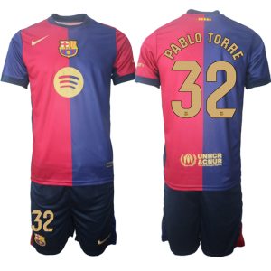 Herren Set FC Barcelona 2024-25 Heimtrikot Fußballtrikots Pablo Torre 32