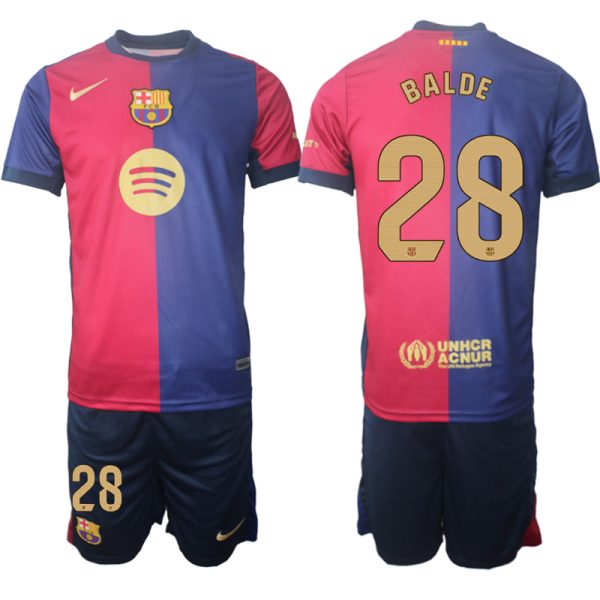 Kaufen FC Barcelona 2024-25 Heimtrikot Kurzarm + Kurze Hosen Alejandro Balde 28