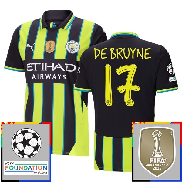 Manchester City Auswärtstrikot 2024-25 Champions League With Patch Kevin De Bruyne 17