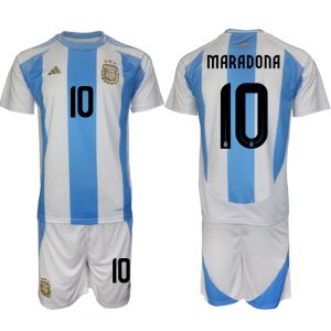 Argentinien Heimtrikot 2024-25 Kurzarm + Kurze Hosen Maradona 10