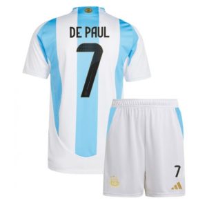 Kinder Argentinien Heimtrikot Copa América 2024 Trikotsatz Kit Rodrigo de Paul 7