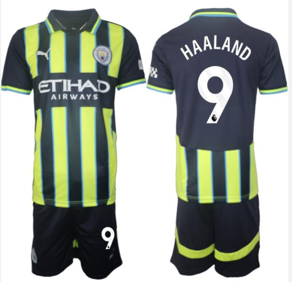 Manchester City Auswärts Trikotsatz 2024-25 Fußballtrikots Set Erling Haaland 9