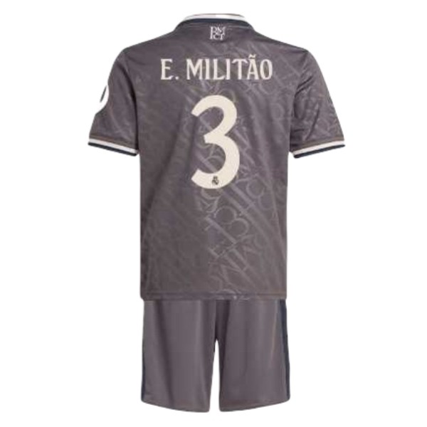 Real Madrid 2024-25 Drittes Trikot grau Fußballtrikots Set Kinder Eder Militao 3